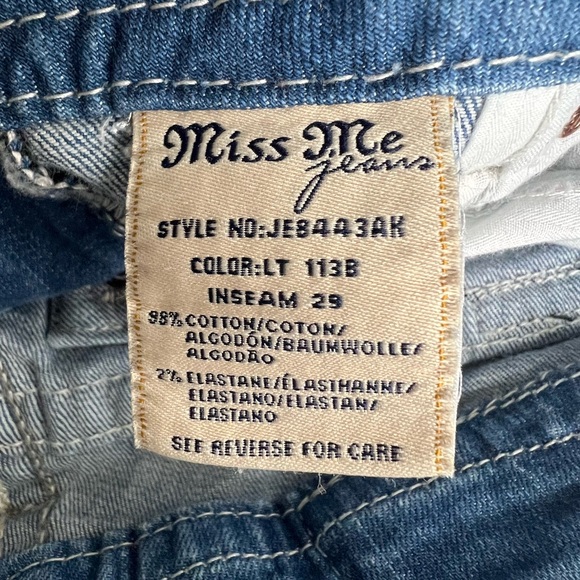 MISS ME Signature Ankle Skinny Jeans. Size 25. 7” rise. Distressed look. - Picture 6 of 8